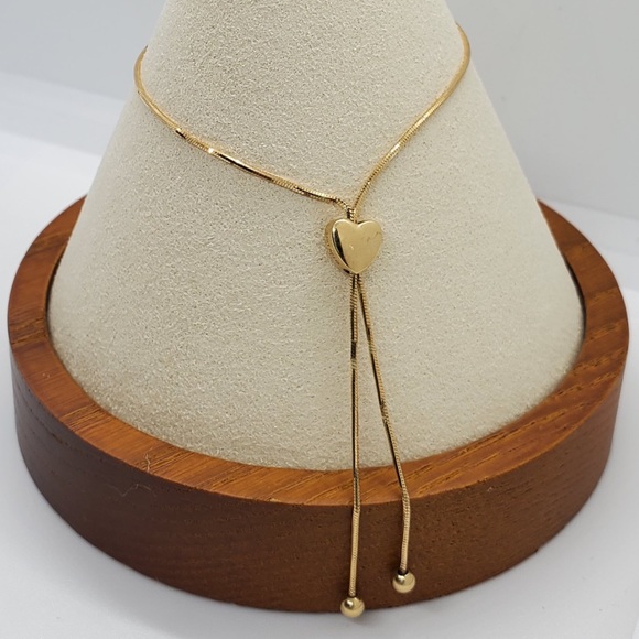 Jewelry - 14k Solid Gold Adjustable Heart Bracelet
